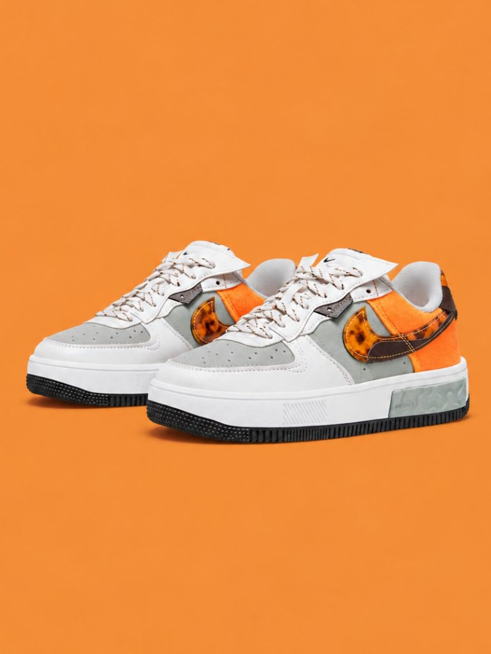 Nike Air Force 1 Fontanka Tortoise Shell White Orange Women's Sneakers